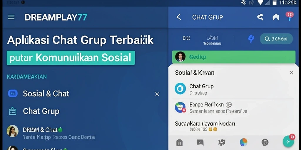 Tampilan antarmuka aplikasi Chat Grup DREAMPLAY77 yang interaktif dan mudah digunakan.