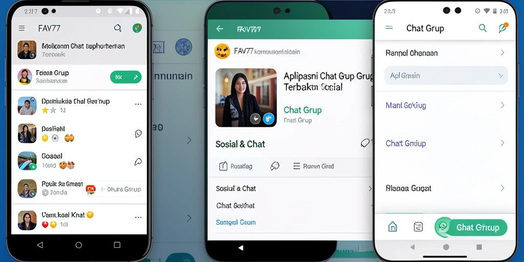 Antarmuka pengguna FAV77 untuk chat grup yang interaktif dan menarik.
