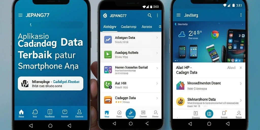 Tampilan antarmuka aplikasi JEPANG77 untuk cadangan data yang mudah digunakan.