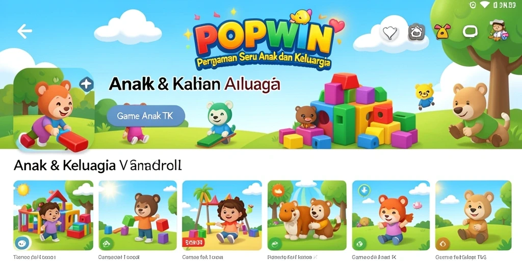 Tampilan antarmuka POPWIN yang cerah dan menyenangkan untuk anak-anak.
