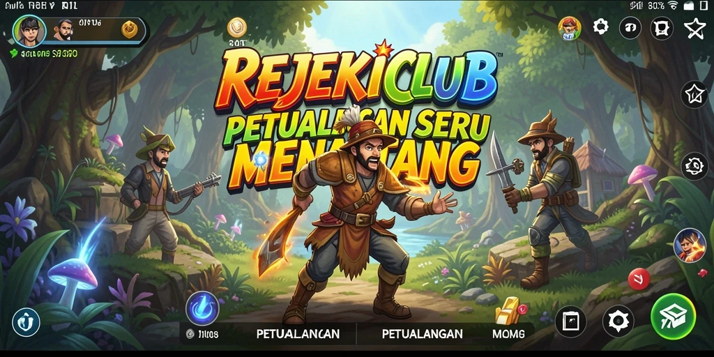 Tampilan antarmuka permainan Petualangan REJEKICLUB yang menarik.