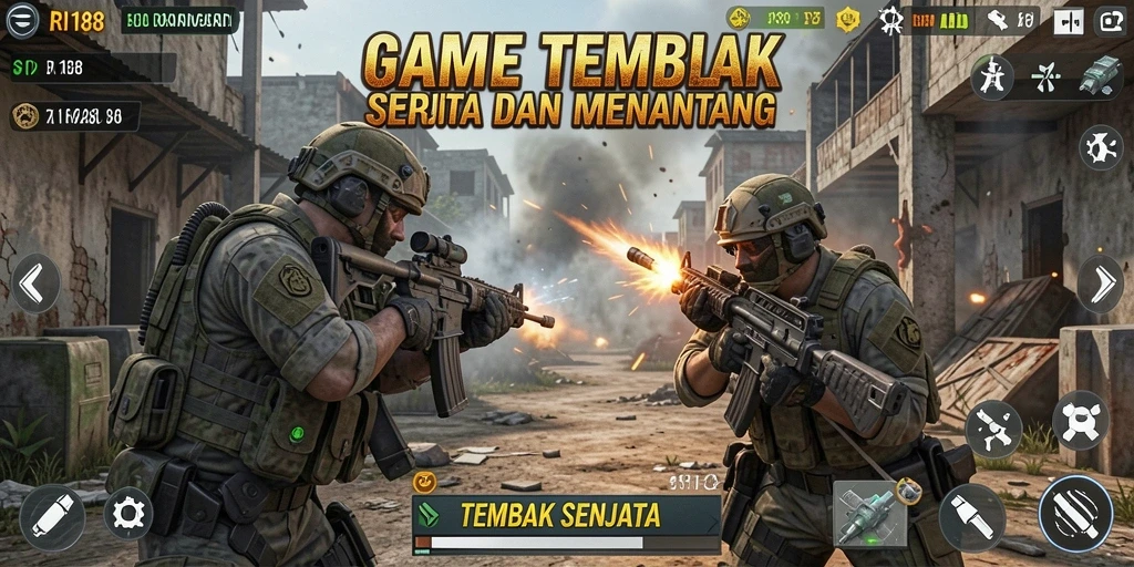 Antarmuka menarik dan intuitif dari RI188 dalam pertempuran tembak menembak.