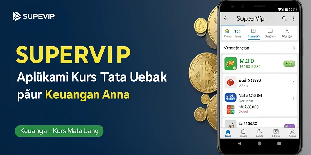 Antarmuka SUPERVIP yang modern menampilkan nilai tukar mata uang dengan jelas.